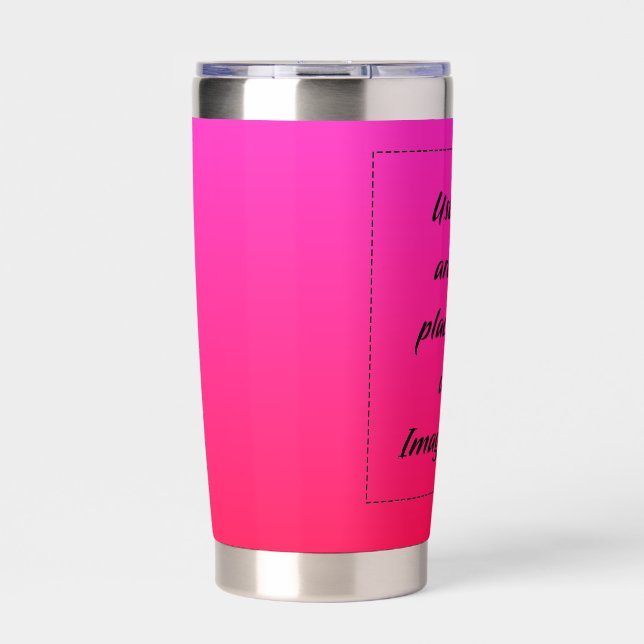 Neonverlauf Rot zu Pink Thermobecher (Vorderseite)
