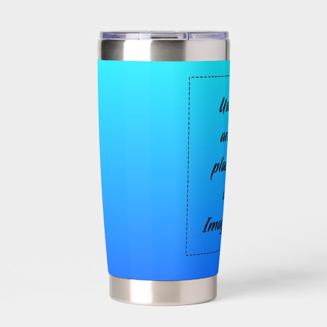 Neonverlauf von Hellblau zu Dunkelblau Thermobecher (Vorderseite)