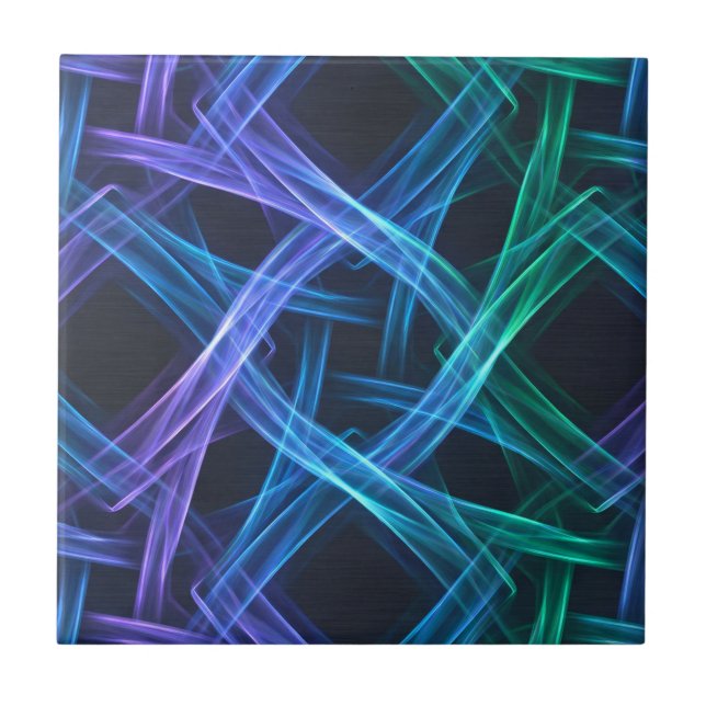 Neonverwobene Lichtbänder Abstracte Fusionsdesign  Fliese (Vorderseite)