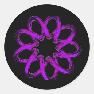 Neonvioletter Torus auf schwarzem Hintergrund Runder Aufkleber