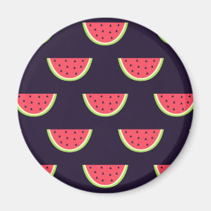 Neonwassermelone auf lila Muster Magnet