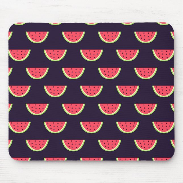 Neonwassermelone auf lila Muster Mousepad (Vorne)
