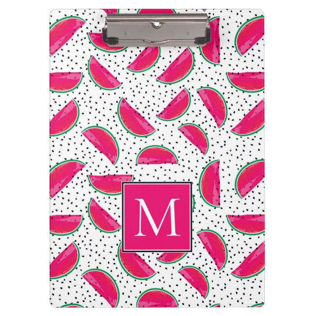 Neonwassermelone auf Samen-Muster Klemmbrett (Vorderseite)
