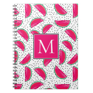 Neonwassermelone auf Samen-Muster Notizblock