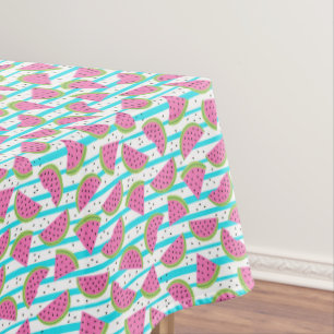 Neonwassermelone auf Streifen-Muster Tischdecke