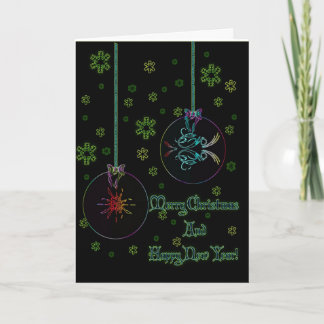 Neonweihnachtsbälle Feiertagskarte