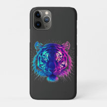 Neonweißer Tiger – Leuchtende Cyberpunk-Wildtierku