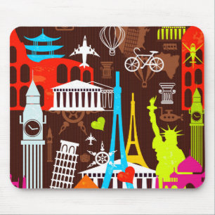 Neonweltreise-Muster Mousepad
