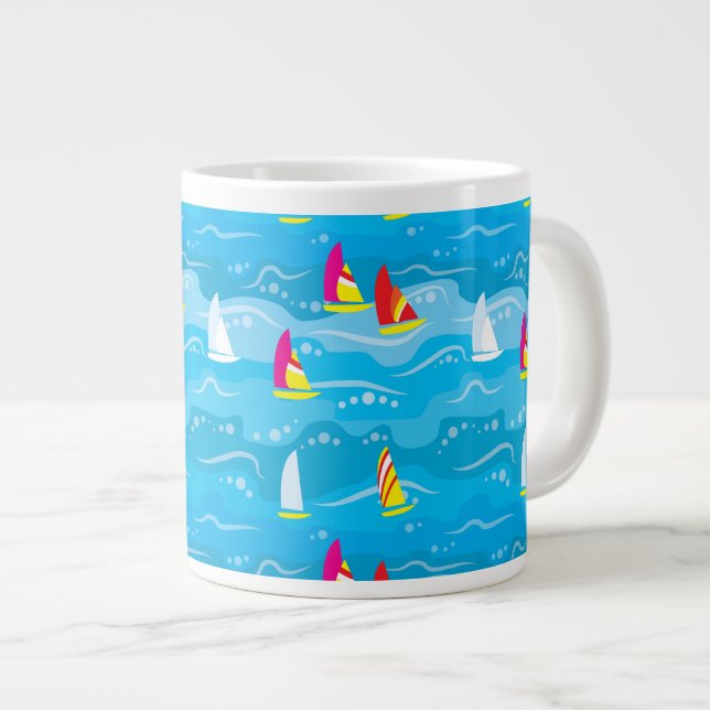 Neonyacht-Muster Jumbo-Tasse (Vorderseite Rechts)