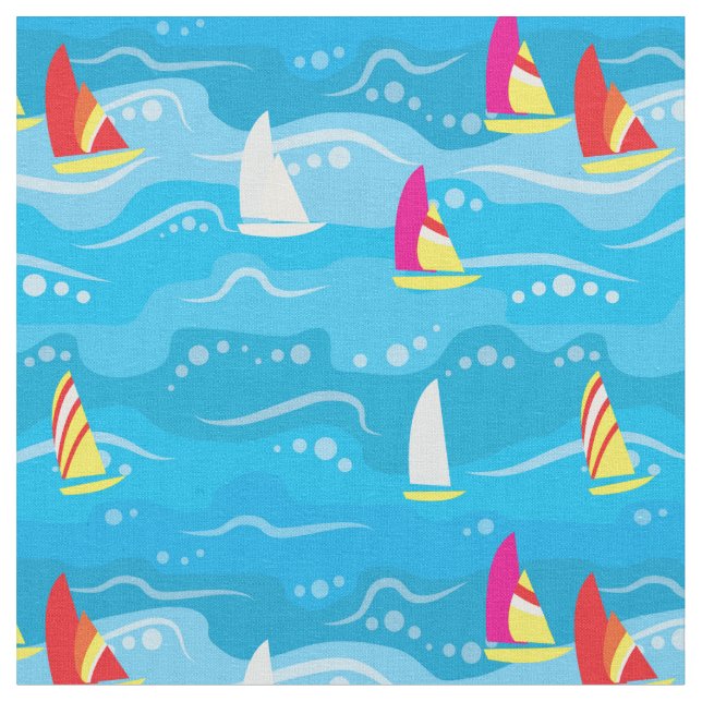 Neonyacht-Muster Stoff (Nahaufnahme)