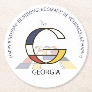 Neoplasticismus Art Cool Monogramm. Buchstabe G Runder Pappuntersetzer