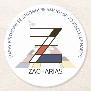 Neoplasticismus Art Cool Monogramm. Buchstabe Z Runder Pappuntersetzer