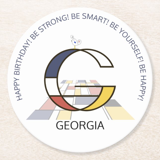 Neoplastizismus Art Cool Monogram. Buchstabe G Runder Pappuntersetzer (Vorderseite)