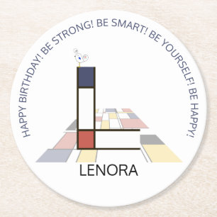 Neoplastizismus Art Cool Monogram. Buchstabe L Runder Pappuntersetzer