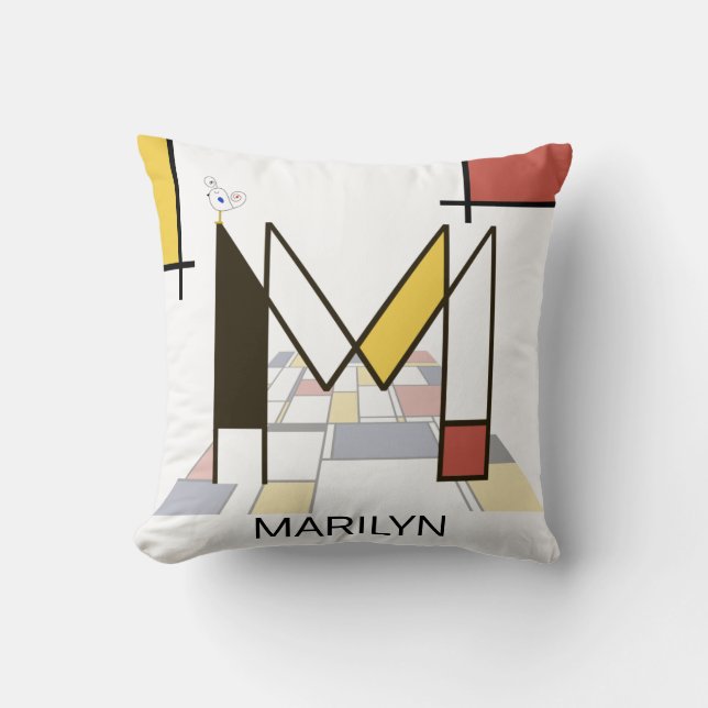 Neoplastizismus Art Cool Monogram. Buchstabe M Kissen (Vorderseite)