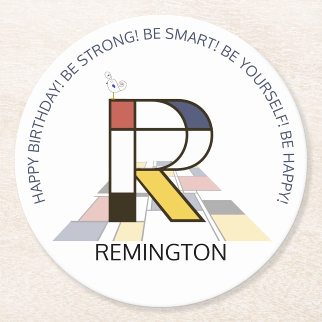 Neoplastizismus Art Cool Monogram. Buchstabe R Runder Pappuntersetzer (Vorderseite)