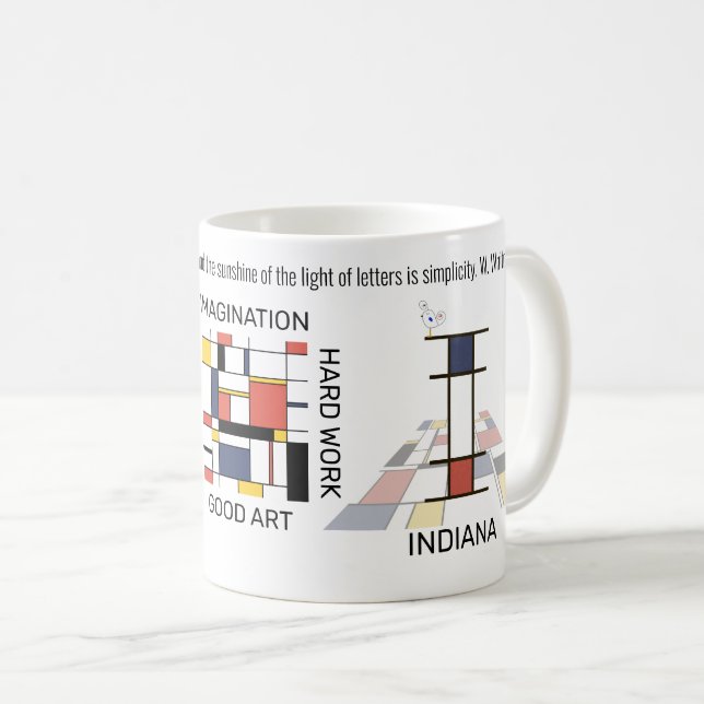 Neoplastizismus Kunst Stilvolles Monogramm. Buchst Kaffeetasse (VorderseiteRechts)