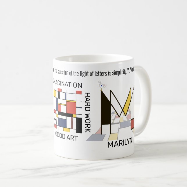 Neoplastizismus Kunst Stilvolles Monogramm. Buchst Kaffeetasse (VorderseiteRechts)