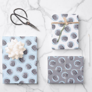 Neopolitan Mastiff Gemälde Grau Original Dog Art Geschenkpapier Set