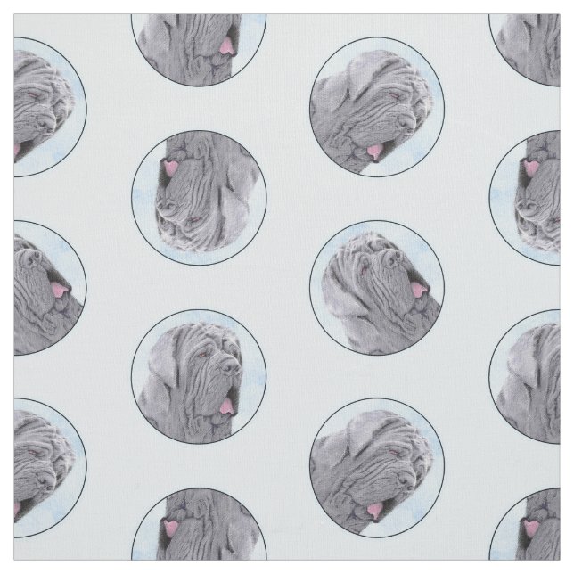 Neopolitan Mastiff Gemälde Grau Original Dog Art Stoff (Muster)