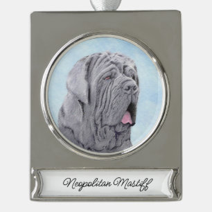 Neopolitan Mastiff Malerei - Original Hund Art Sil Banner-Ornament Silber