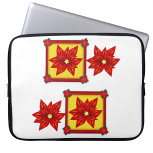 Neopren Christmas Laptop Sleeve 15 in, Poinsettia