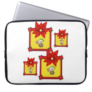 Neopren Christmas Laptop Sleeve 15 in, Poinsettia