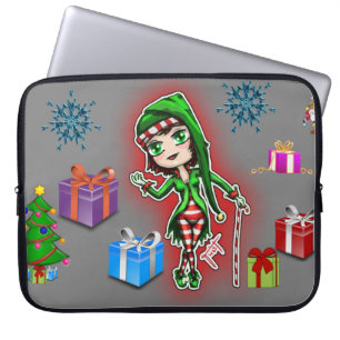 Neopren Christmas Laptop Sleeve 15 Zoll, Elf