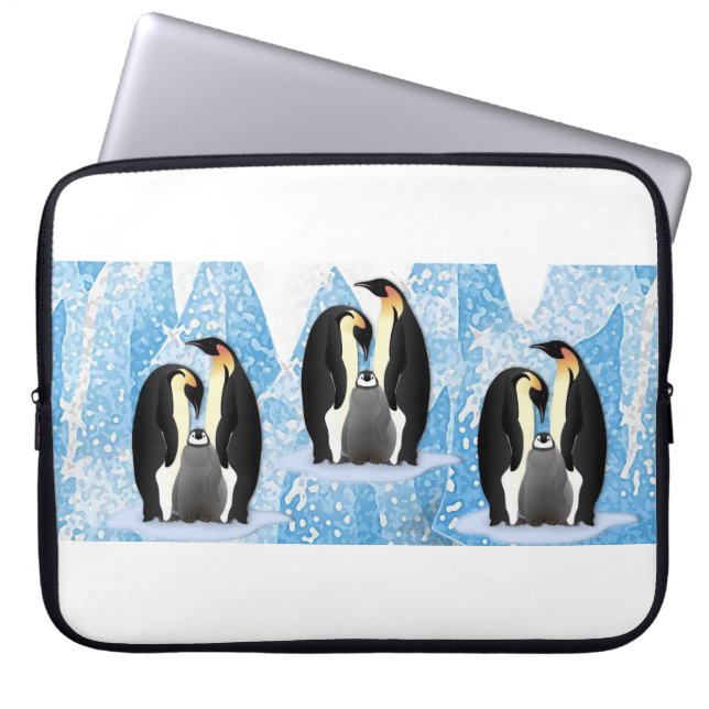 Neopren Christmas Laptop Sleeve 15 Zoll, Pinguin (Vorderseite)