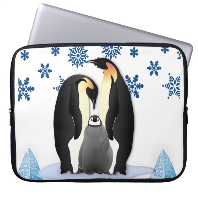 Neopren Christmas Laptop Sleeve 15 Zoll, Pinguin (Vorderseite)