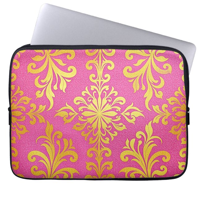 Neopren Gold Glitzer Pink Notebook-Case Laptopschutzhülle (Vorderseite)