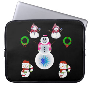 Neopren Weihnachten Laptop-Sieb 15 Zoll, Schneeman Laptopschutzhülle