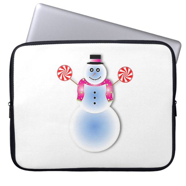 Neopren Weihnachten Laptop-Sieb 15 Zoll, Schneeman Laptopschutzhülle (Vorderseite)