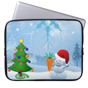 Neopren Weihnachten Laptop-Sieb 15 Zoll, Schneeman Laptopschutzhülle