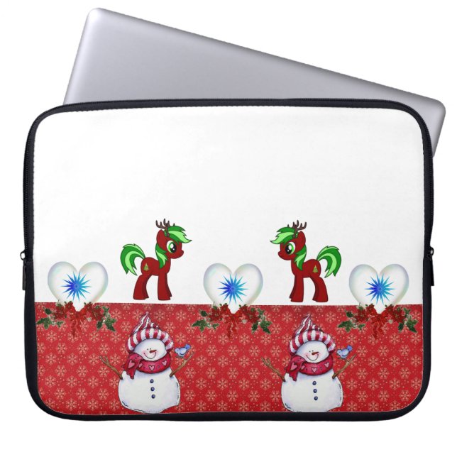 Neopren Weihnachten Laptop-Sieb 15 Zoll, Schneeman Laptopschutzhülle (Vorderseite)