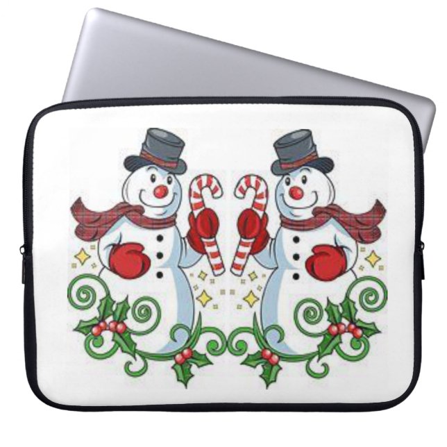 Neopren Weihnachten Laptop-Sieb 15 Zoll, Schneeman Laptopschutzhülle (Vorderseite)