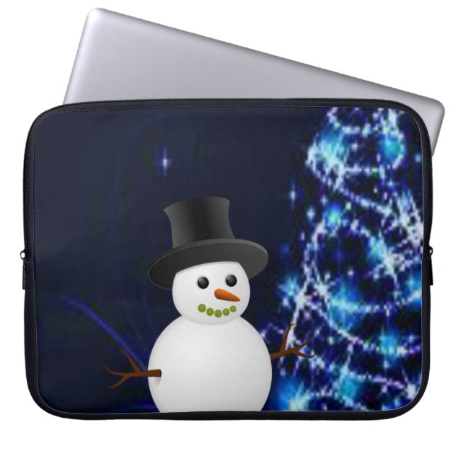 Neopren Weihnachten Laptop-Sieb 15 Zoll, Schneeman Laptopschutzhülle (Vorderseite)