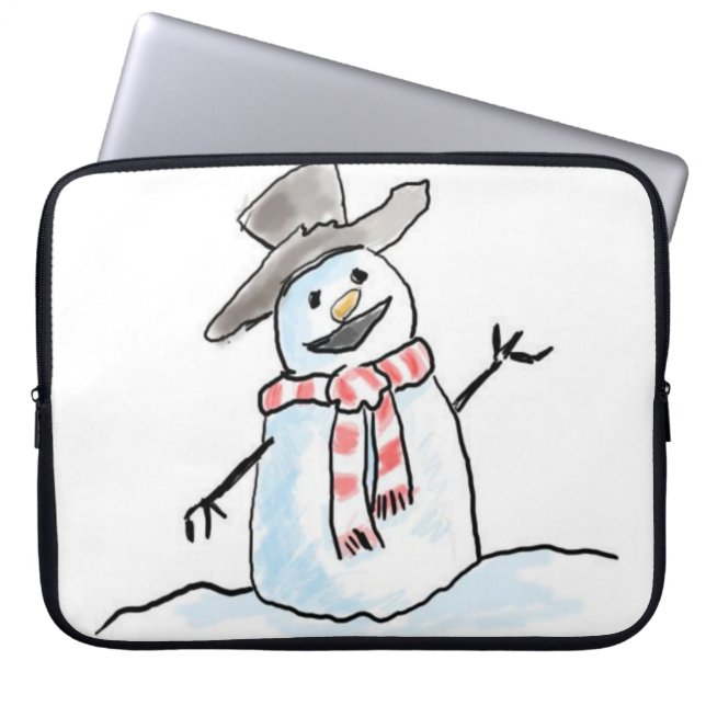 Neopren Weihnachten Laptop-Sieb 15 Zoll, Schneeman Laptopschutzhülle (Vorderseite)