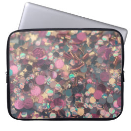 Neoprene Pink Confetti Gold Glitzer Laptop Case