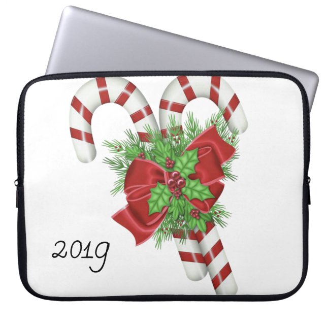 Neoprenweihnachtsschläfte 15 in Candycane Laptopschutzhülle (Vorderseite)