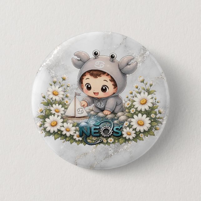 Neos Kawaii Sternzeichen Krebs Button (Vorderseite)