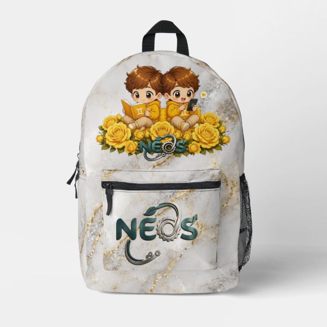 Neos Kawaii Zwillinge Bedruckter Rucksack (Vorderseite)