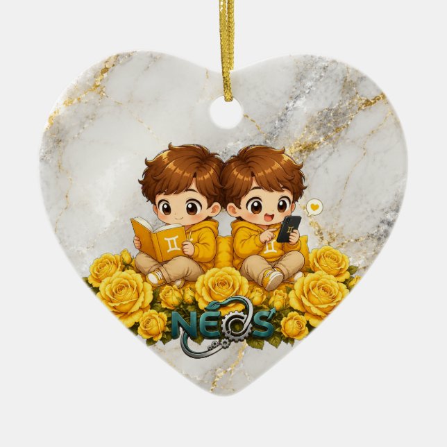 Neos Kawaii Zwillinge Keramik Ornament (Vorne)