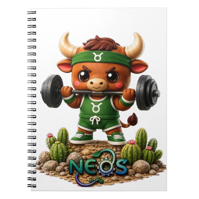 Neos Zodiac Kawaii Stier Notizblock (Vorderseite)