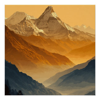 Nepal Annapurna Schneebirgskette  Poster