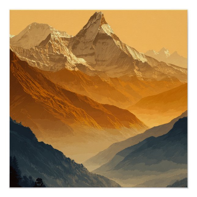 Nepal Annapurna Schneebirgskette  Poster (Vorderseite)