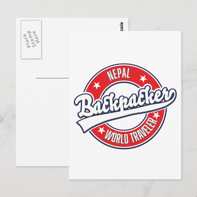 Nepal Backpacker World Traveller Retro Logo Postkarte (Vorne/Hinten)