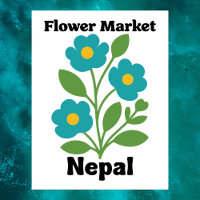 Nepal Blumenmarkt Blaue Blüte & Grünes Blatt