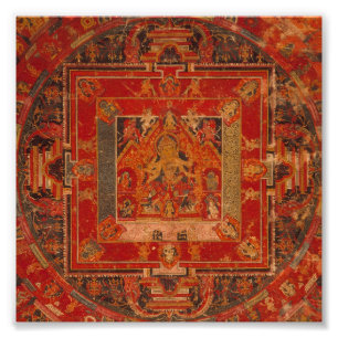 Nepal-Buddhist Verziert Tibetan Antique Mandala Ar Fotodruck