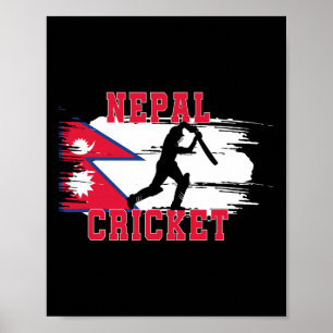 Nepal Cricket Nepal Cricket Fans Nepal Flagge Poster
